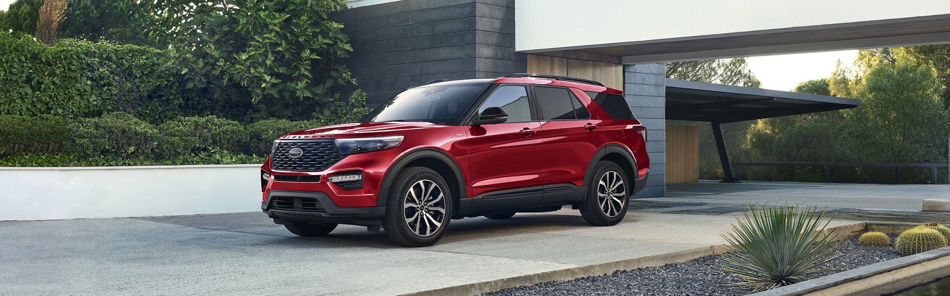 Red 2025 Ford Explorer standing