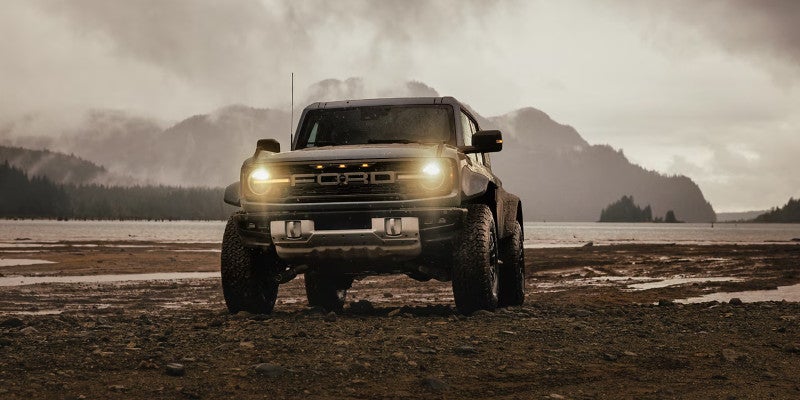 2025 Ford Bronco with headlights on